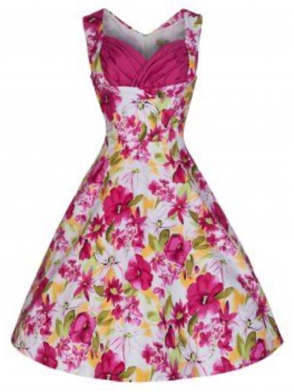 Lindy Bop Bright Pink Floral Ophelia Style Dress